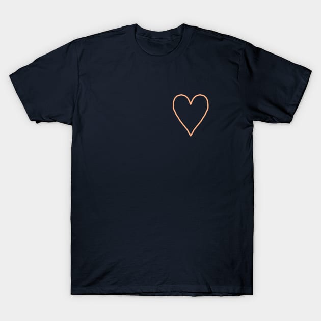 Small Peach Fuzz Love Heart Pantone Color of the Year 2024 T-Shirt by ellenhenryart